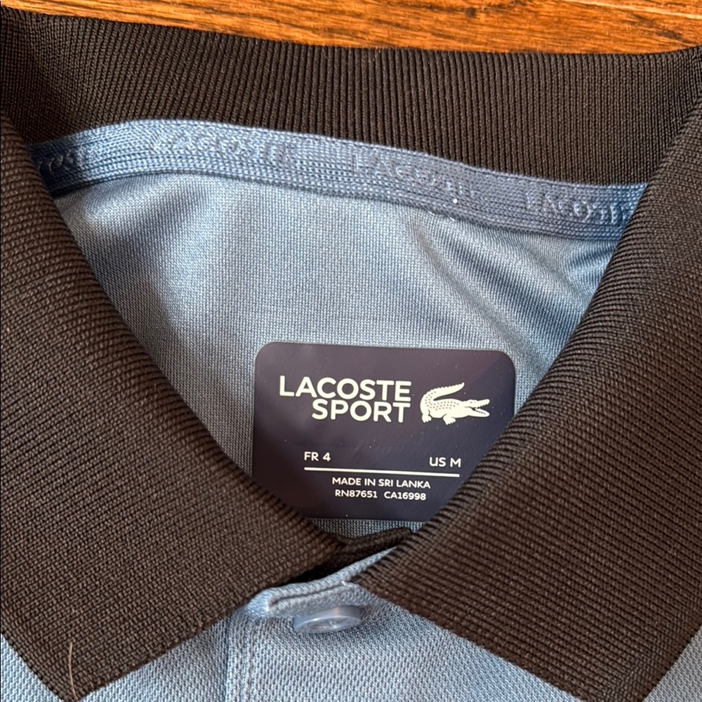 Lacoste Blue and White Polo Shirt with Color-Block Design - Picture 2 of 5